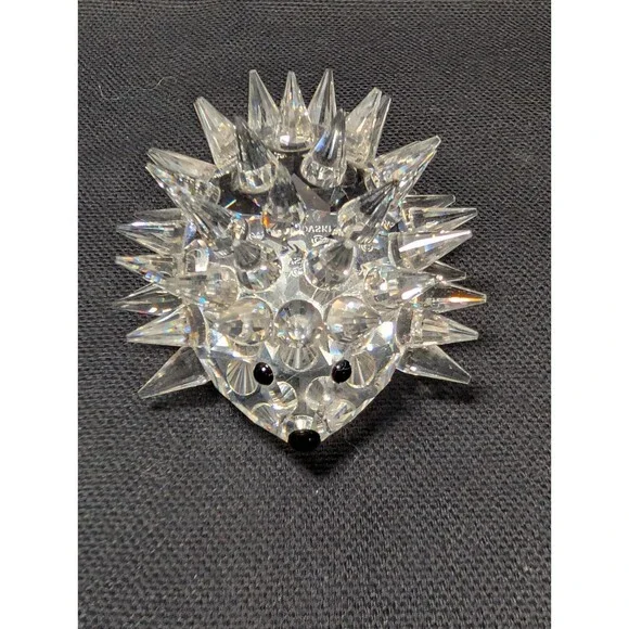 Swarovski Crystal Hedgehog Figurine Spiky Clear w Black Eyes w Box Austria - Picture 1 of 8